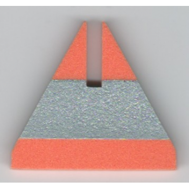 orange foam racers cone triangle upright with silver stripe 6 x 6 with top cutout