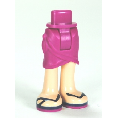 mini doll hips and skirt wrap with light nougat legs and sandals with magenta soles and dark blue straps pattern - thick hinge
