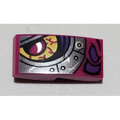 magenta slope curved 2 x 1 x 2 3 with magenta and silver dragon eye pattern model left side