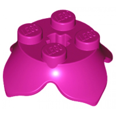 magenta plant leaves 2 x 2 with 4 petals and axle hole