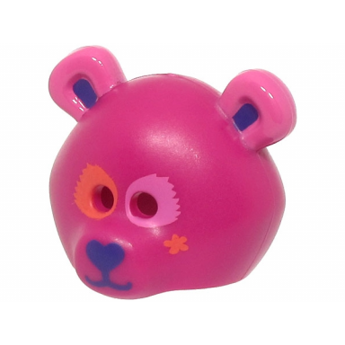 magenta minifigure headgear mask bear rounded with orange and dark pink eye patches dark purple auricles nose and mouth star pattern bam