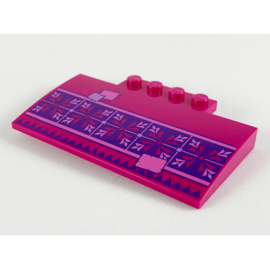 magenta slope curved 5 x 8 x 2 3 with 4 studs with dark purple and dark pink tiles lavender and dark pink patches pattern