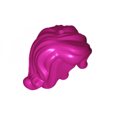 magenta mini doll hair female long wavy with right side part short sides holes on top and side - flexible rubber