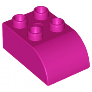 magenta duplo brick 2 x 3 slope curved