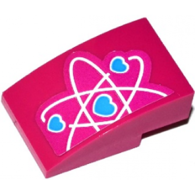 magenta slope curved 3 x 2 with half heart electron orbitals pattern sticker - set 41116