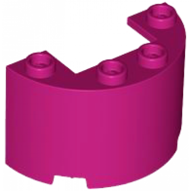 magenta cylinder half 2 x 4 x 2 with 1 x 2 cutout