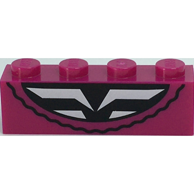 magenta brick 1 x 4 with black and white geometric shapes and curved wavy line pattern brickheadz la catrina chest