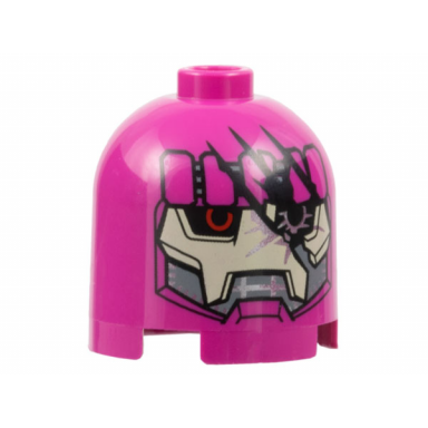 magenta brick round 2 x 2 x 1 2 3 dome top with damaged sentinel face pattern