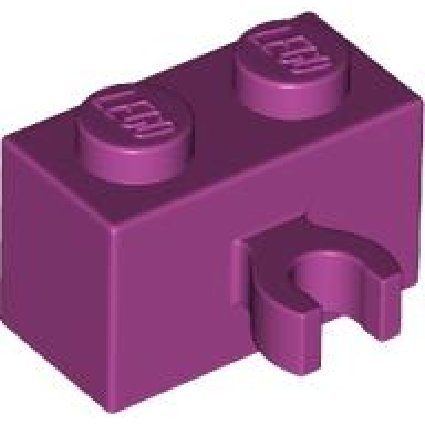 magenta brick modified 1 x 2 with open o clip thick vertical grip