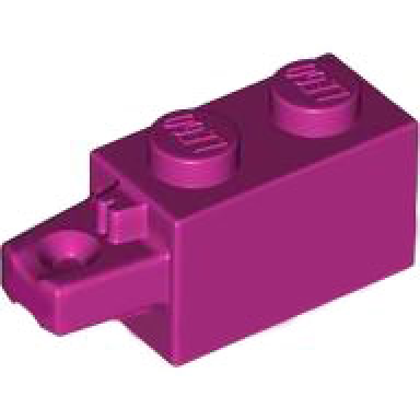 magenta hinge brick 1 x 2 locking with 1 finger horizontal end
