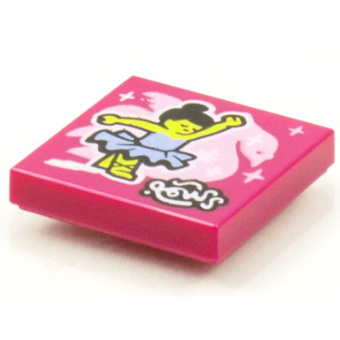 magenta tile 2 x 2 with beatbit album cover - ballerina and swan pattern
