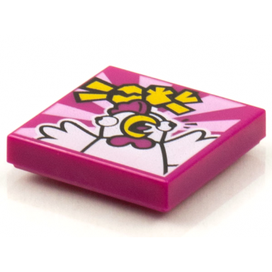 magenta tile 2 x 2 with beatbit album cover - scared chicken pattern
