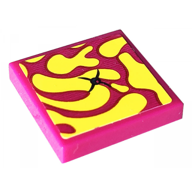 magenta tile 2 x 2 with cushion with yellow splotches and black button pattern sticker - set 41703