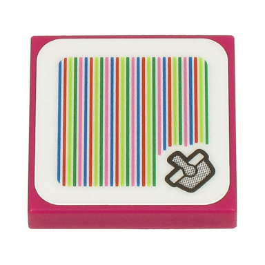magenta tile 2 x 2 with super mario scanner code shopping basket pattern sticker - set 71429