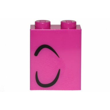 magenta brick 1 x 2 x 2 with inside stud holder with 2 curved black lines left pattern queen watevra wanabi eyebrow and closed eye
