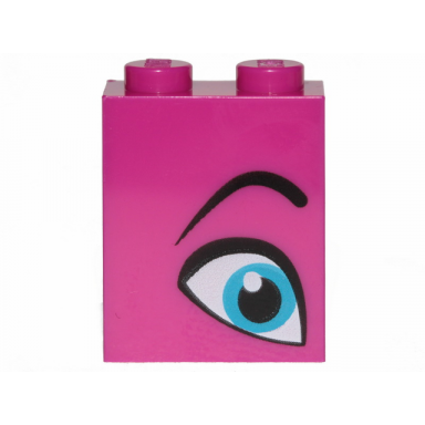 magenta brick 1 x 2 x 2 with inside stud holder with medium azure eye and black eyebrow pattern model right side queen watevra wanabi