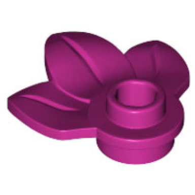 magenta plant plate round 1 x 1 with 3 leaves