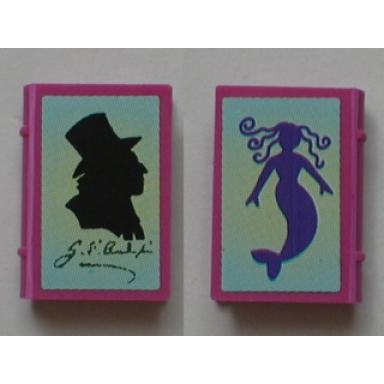 magenta minifigure utensil book 2 x 3 with silhouettes and love notes pattern stickers - set 5960