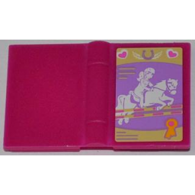 magenta minifigure utensil book 2 x 3 with jumping horse pattern sticker - set 3189