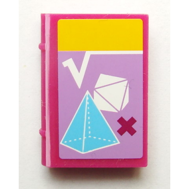 magenta minifigure utensil book 2 x 3 with math textbook with geometric figures pattern sticker - set 41005