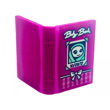 magenta minifigure utensil book 2 x 3 with baby book and baby photo with date 10 09 17 pattern sticker - set 41318