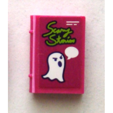 magenta minifigure utensil book 2 x 3 with lime script scary stories and white ghost with speech bubble pattern sticker - set 41335