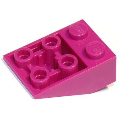 magenta slope inverted 33 3 x 2 with flat bottom pin and connections between studs