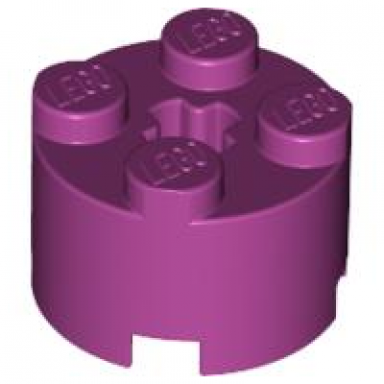magenta brick round 2 x 2 with axle hole