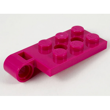 magenta hinge plate 2 x 4 with pin hole and 2 holes - top