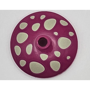 magenta dish 3 x 3 inverted radar with yellowish green mushroom spots pattern