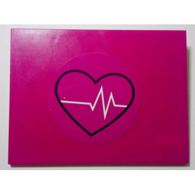 magenta slope 10 6 x 8 with magenta circle black heart outline and white ecg heart monitor pattern sticker - set 41318