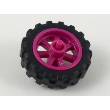 magenta wheel 15mm d x 6mm city motorcycle with black tire 21mm d x 6mm city motorcycle 50862 50861
