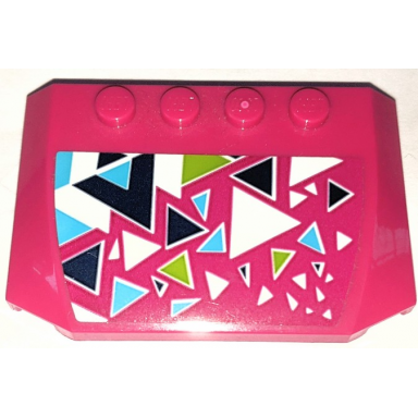 magenta wedge 4 x 6 x 2 3 triple curved with black lime medium azure and white triangles pattern sticker - set 41319