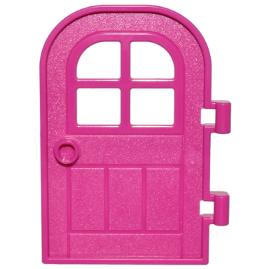 magenta door 1 x 4 x 6 curved top with window with 4 panes and stud handle reinforced edge