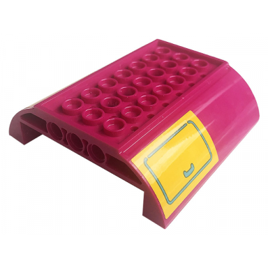 magenta slope curved 8 x 8 x 2 inverted double with medium azure hatch with handle on bright light orange background pattern on both sides stickers - set 41256