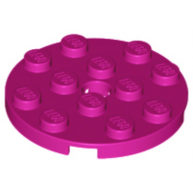 magenta plate round 4 x 4 with hole
