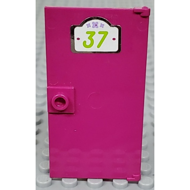 magenta door 1 x 4 x 6 with stud handle with 37 sign pattern sticker - set 41095