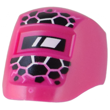 magenta minifigure visor welding with black white and bright pink cracked stones pattern