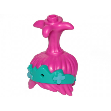 magenta minifigure hair trolls with high ponytail and dark turquoise headband pattern
