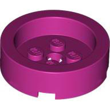 magenta brick round 4 x 4 with recessed center and hole