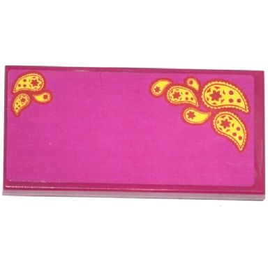 magenta tile 2 x 4 with yellow paisley shooting stars on magenta background pattern 2 sticker - set 41034
