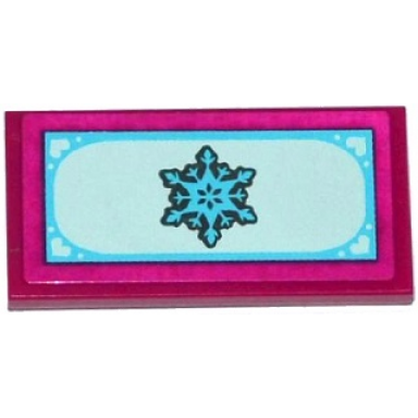 magenta tile 2 x 4 with snowflake on light aqua background pattern sticker - set 41062