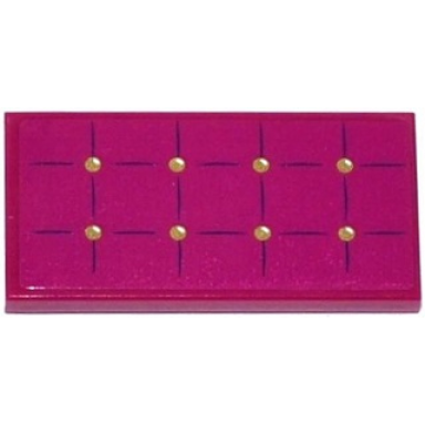 magenta tile 2 x 4 with magenta mattress with 8 gold buttons pattern sticker - set 41107