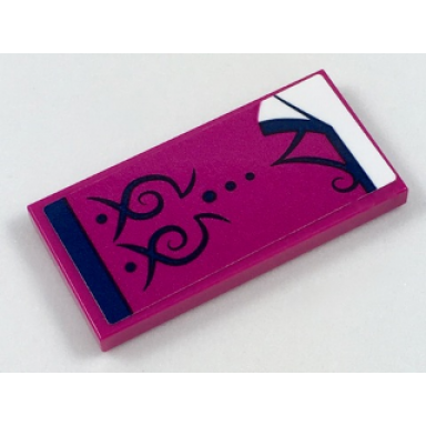 magenta tile 2 x 4 with bedspread with dark blue scrollwork sheet turned down pattern sticker - set 41187
