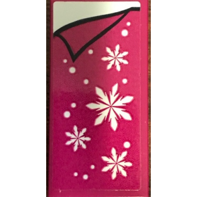 magenta tile 2 x 4 with magenta bedspread with snowflakes and corner pulled back pattern sticker - set 41323