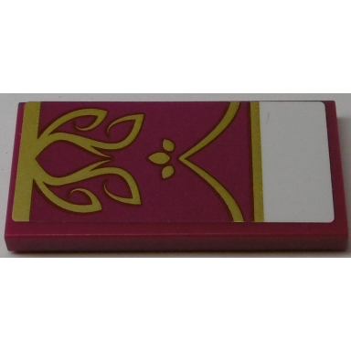 magenta tile 2 x 4 with bedspread with gold scrollwork pattern sticker - set 41174
