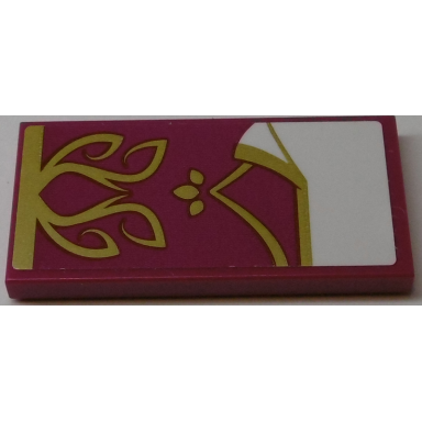 magenta tile 2 x 4 with bedspread with gold scrollwork and corner pulled back pattern sticker - set 41174