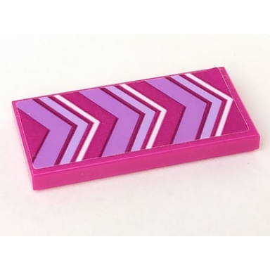 magenta tile 2 x 4 with lavender and white chevrons pattern sticker - set 41324