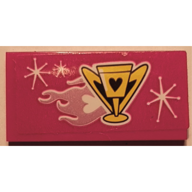 magenta tile 2 x 4 with flaming goblet pattern sticker - set 41352