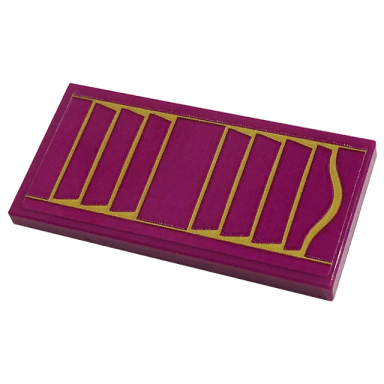 magenta tile 2 x 4 with gold window shutter pattern sticker - set 41449